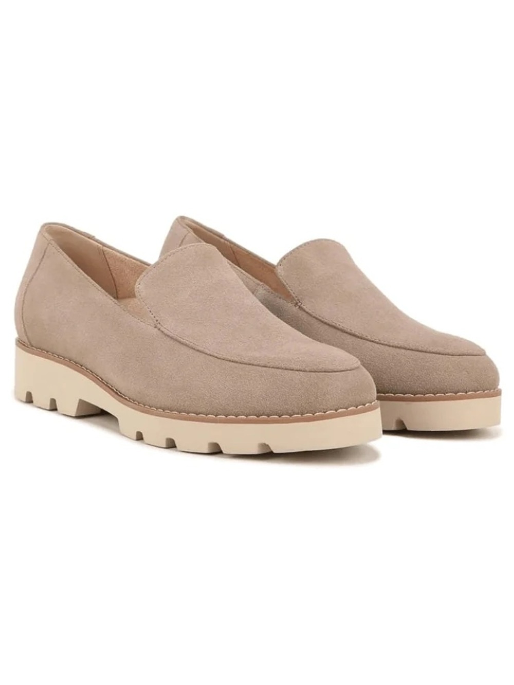 Vionic Kensley Taupe Suede Lug Sole Loafers for Women